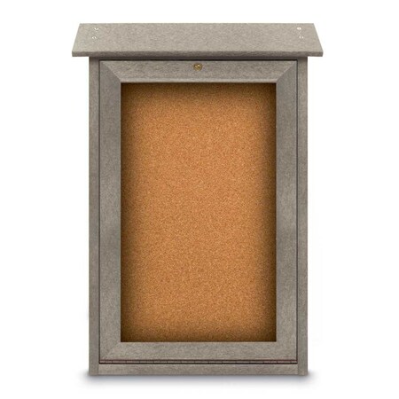 United Visual Products Outdoor Enclosed Combo Board, 48"x36", Black Frame/Grey & Blue Spruce UVCB4836ODB-GREY-BLSPRU